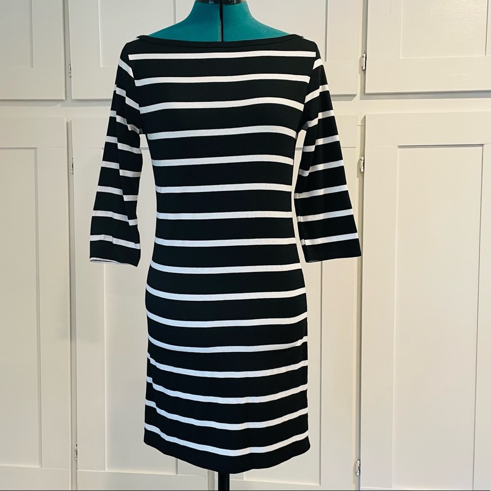 Black and white striped dress